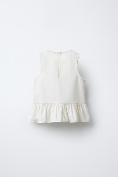 TOP ÉLASTIQUE CONTRASTÉ - Écru de Zara - Image 1