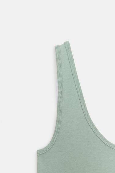 DÉBARDEUR EN COTON - Vert / Bleu de Zara - Image 4