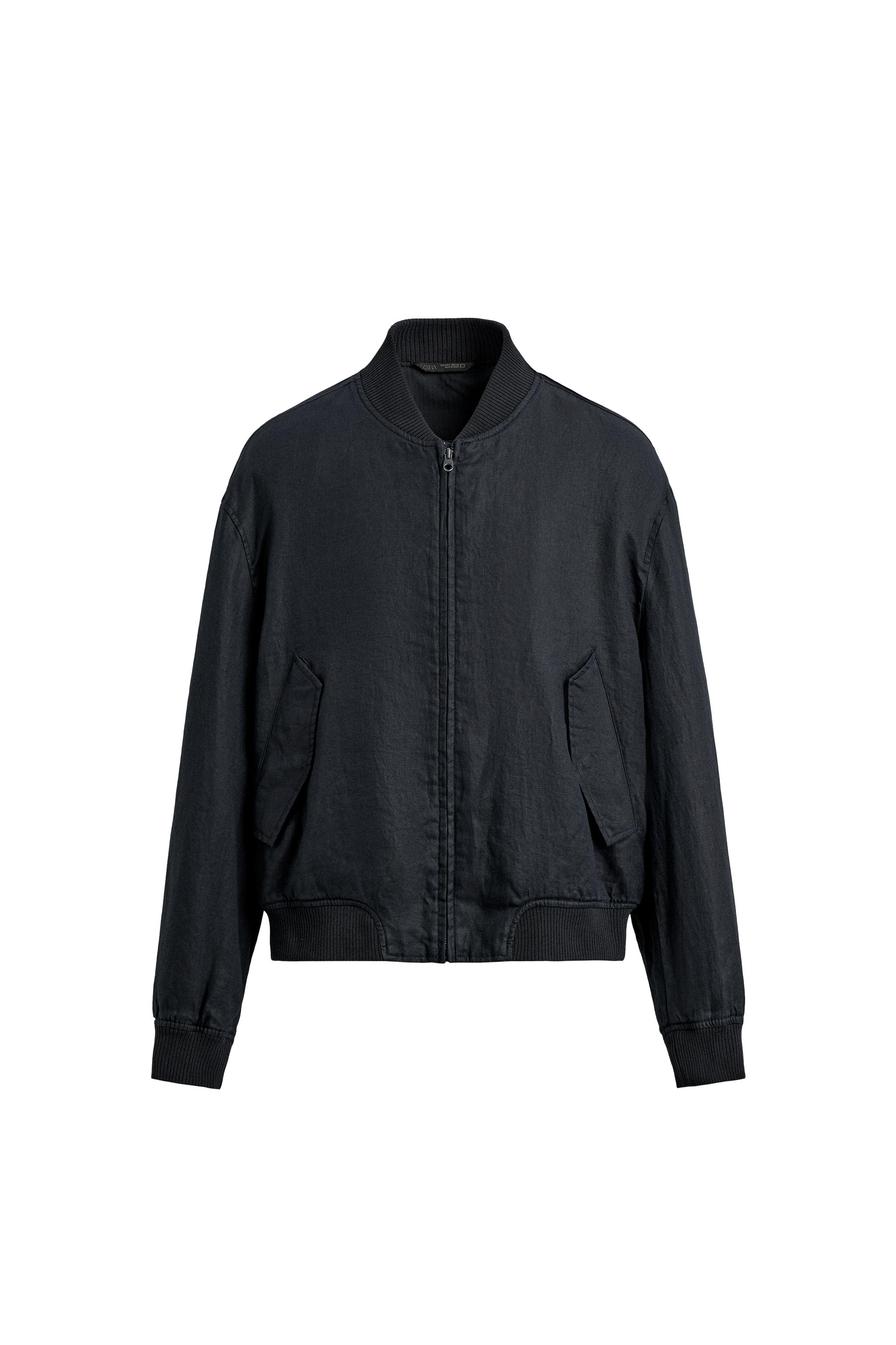ウェスティ　ZARA リネン100% ボンバージャケット リネン100%ボンバージャケット - ネイビーブルー | ZARA Japan / 日本