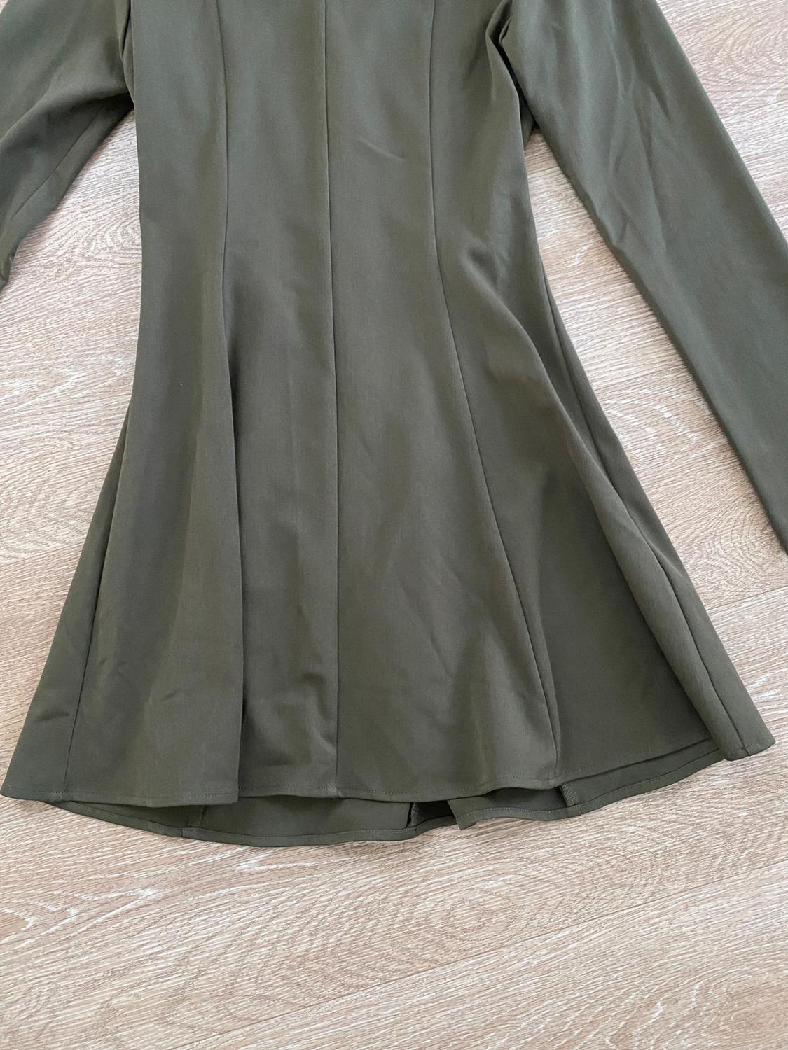 NWT ZARA GOLDEN BUTTON SHOULDER SHORT DRESS KHAKI - Image 2