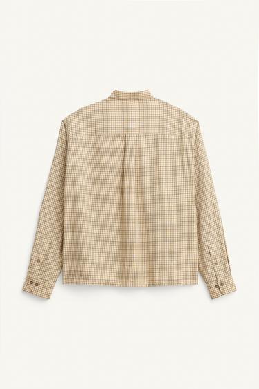 LIMITED EDITION CROPPED FIT CHECK SHIRT - Ecru / Brown by Zara - Image 5