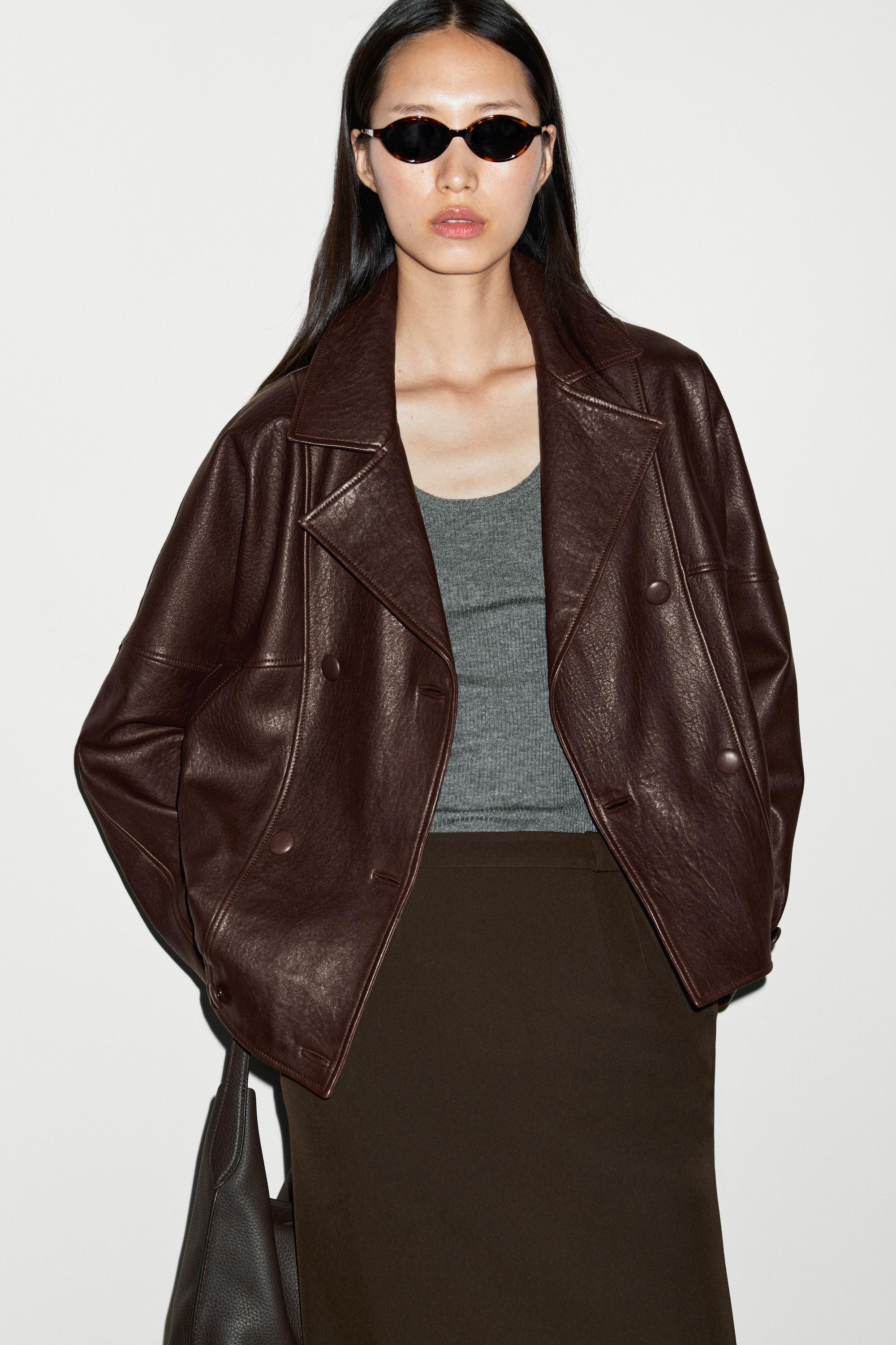 Nappa leather bomber jacket — Brown