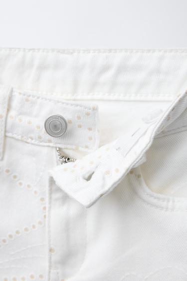 FLORAL DENIM BERMUDA SHORTS - White by Zara - Image 2