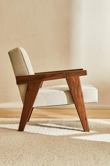 FAUTEUIL EN NOYER TAPISSÉ ZARA HOME BY BLASCO - Écru de Zara - Image 1