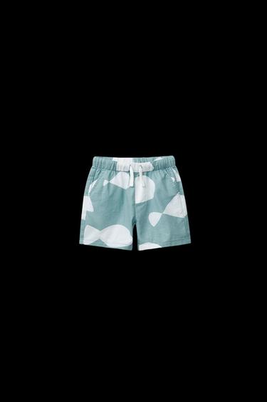 Zara FISH PRINT BERMUDA SHORTS - Blue - Image 0