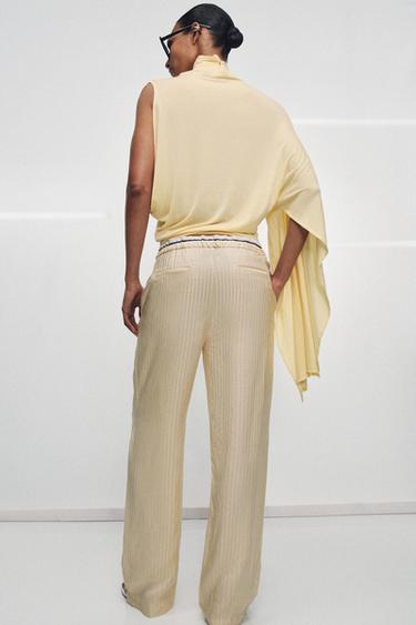 ZW COLLECTION JACQUARD PYJAMA-STYLE TROUSERS - Ecru by Zara - Image 3