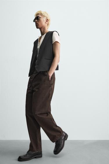 RELAXED FIT TROUSERS WITH BIB POCKET - Brown by Zara - Image 5