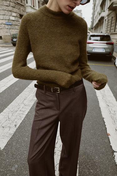 WOOL AND ALPACA JUMPER - Khaki by Zara