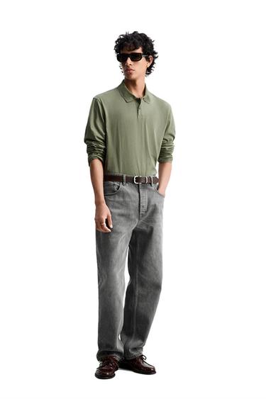 ÁO POLO VẢI COTTON NHẸ - màu vàng kaki dịu từ Zara