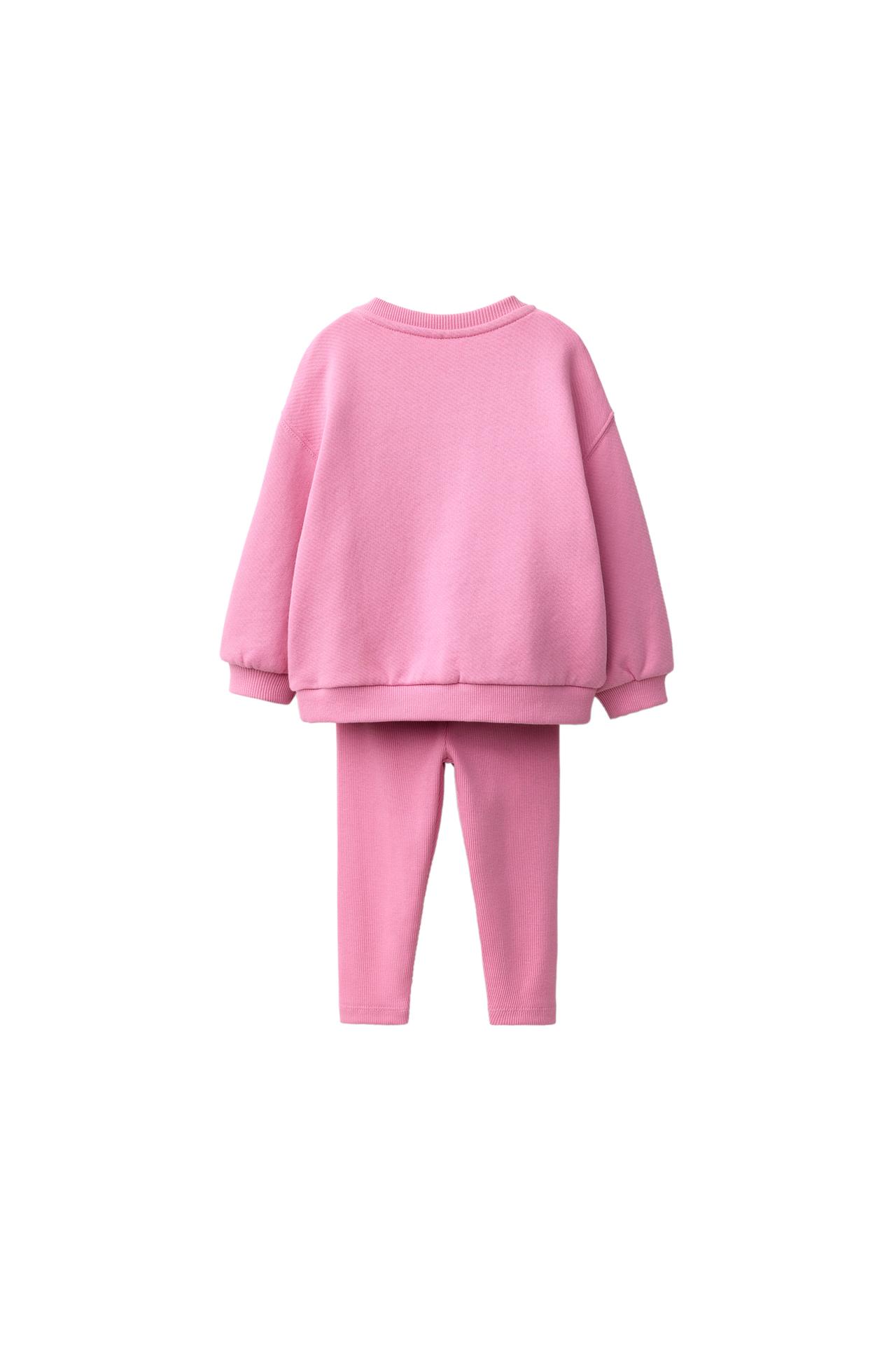 TEXT SWEATSHIRT AND LEGGING JOGGING SET — Pink