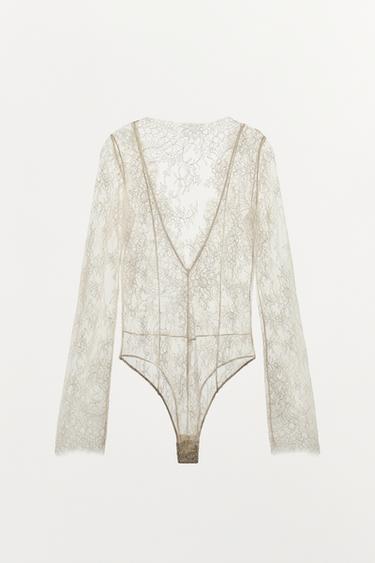 BODY EN DENTELLE - Écru de Zara - Image 5