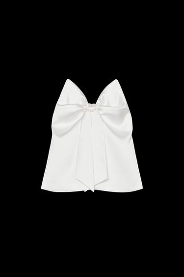 TOP SATINADO LAZO - Blanco de Zara - Imagen 0