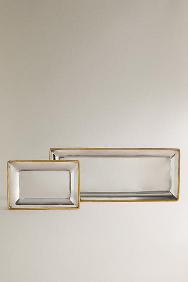Zara DECORATIVE CHRISTMAS TRAY WITH BORDER - Silver