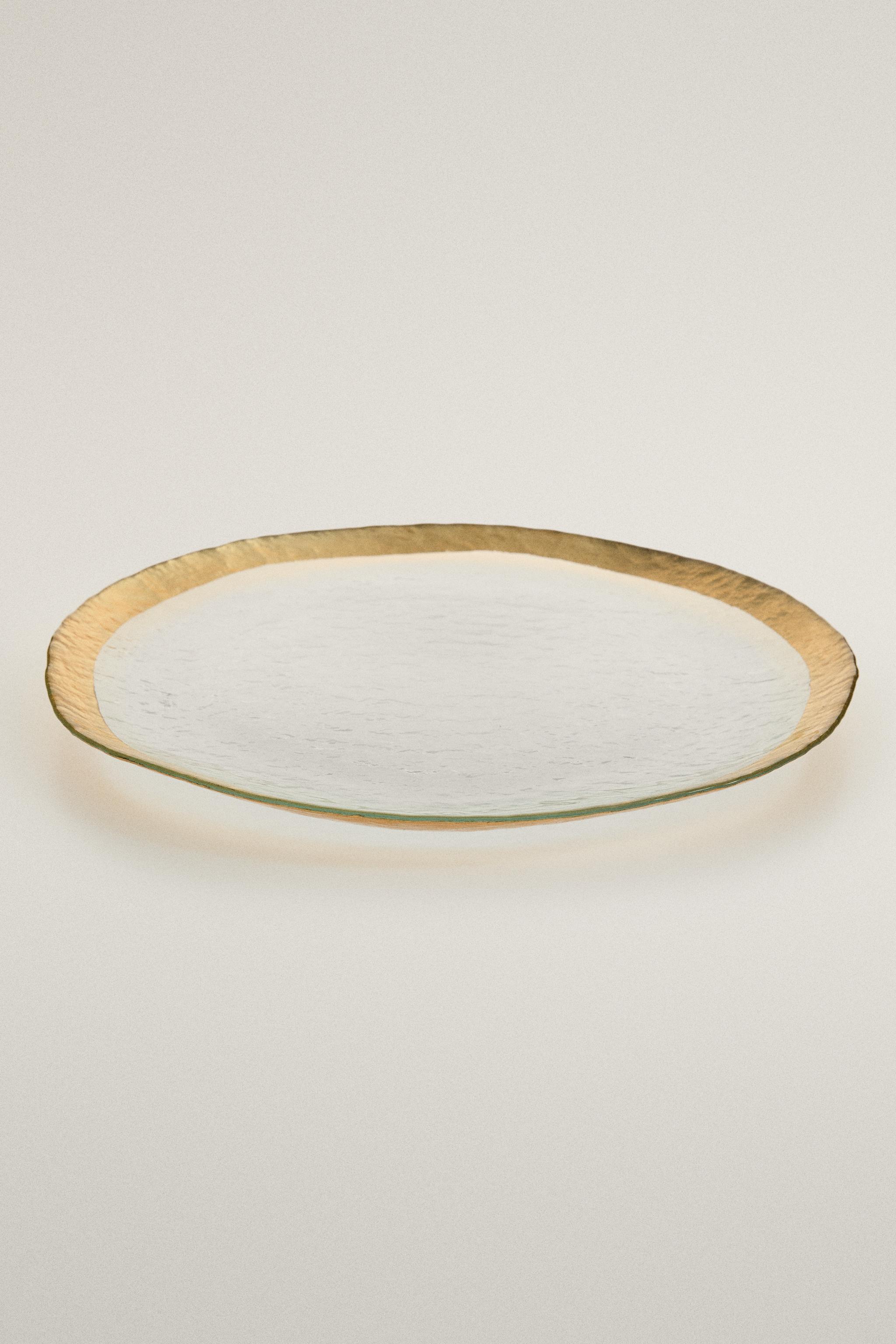 GLASS SERVICE PLATE WITH RIM