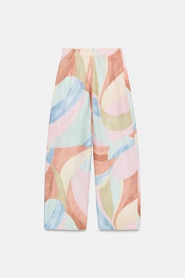 PRINTED WIDE-LEG TROUSERS - Multicoloured by Zara - Image 8