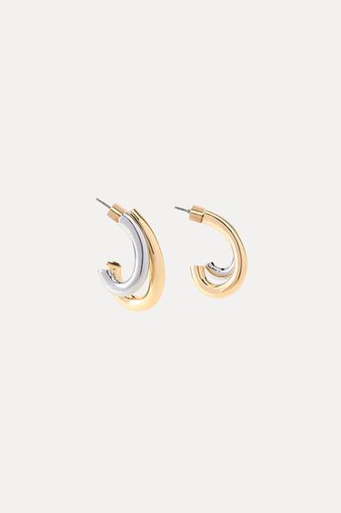 DOUBLE HOOP EARRINGS - Golden by Zara - Image 2