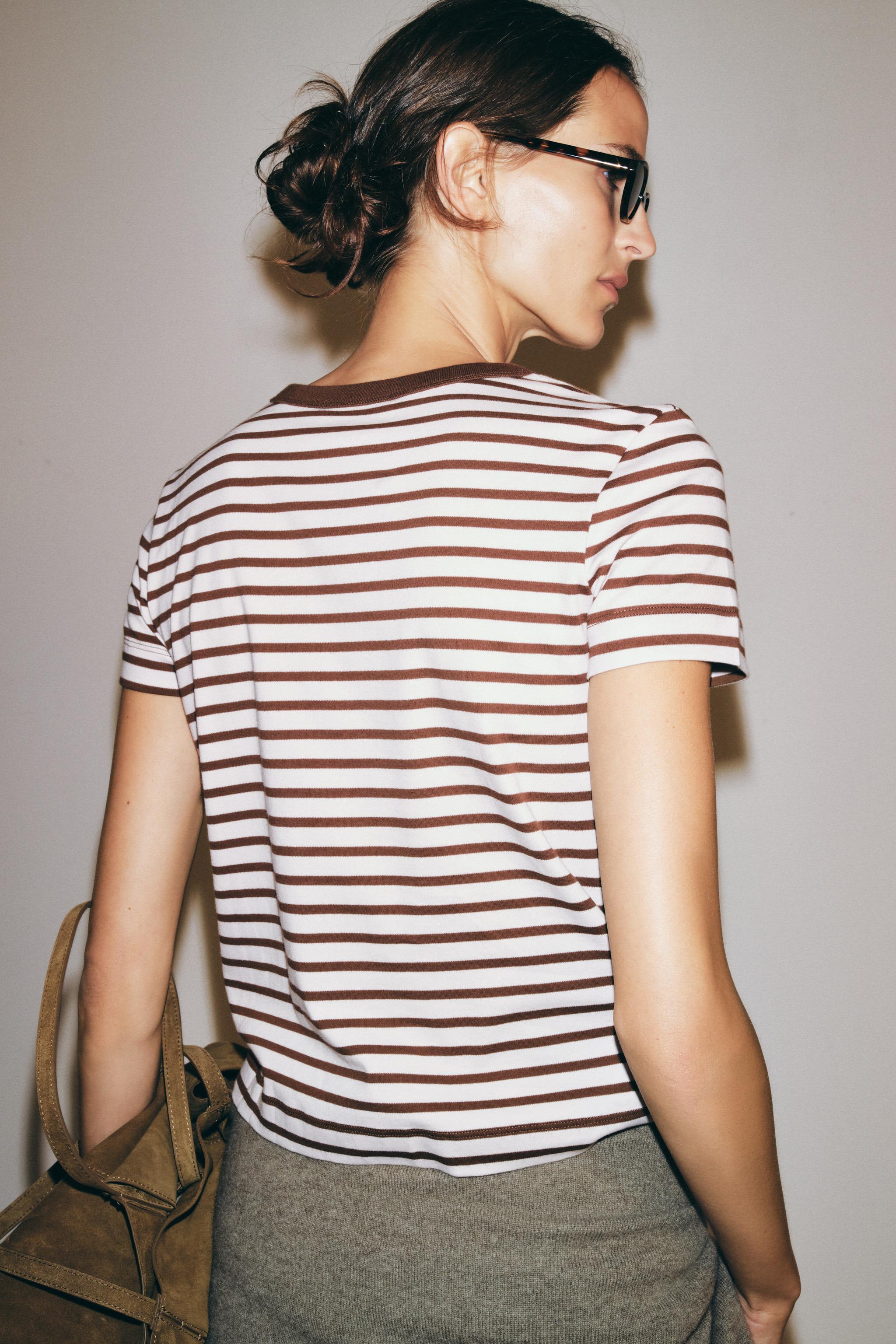Женские футболки Zara SHORT SLEEVE INTERLOCK T-SHIRT — фото 3