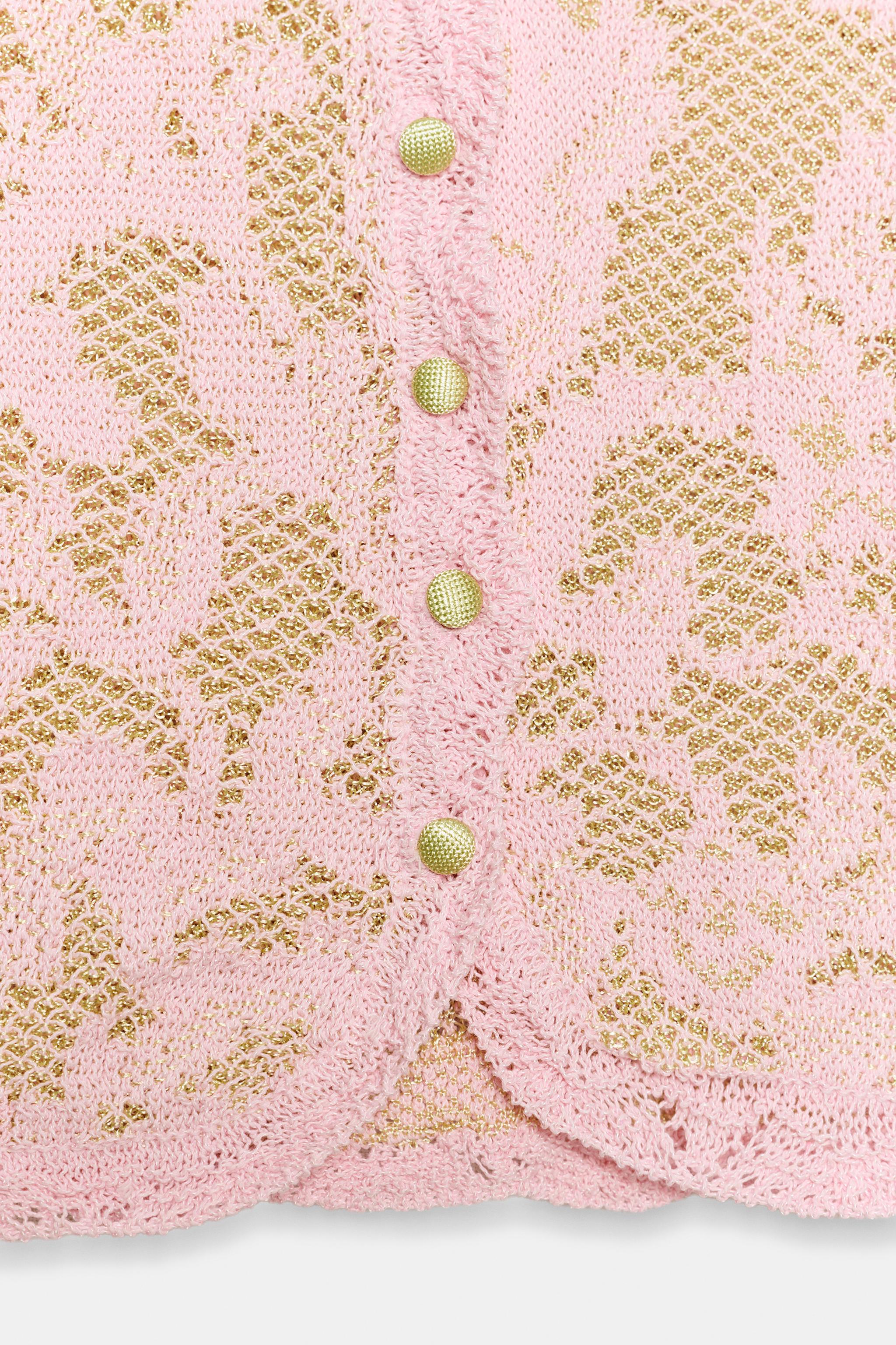 VESTE EN MAILLE JACQUARD MANCHES COURTES