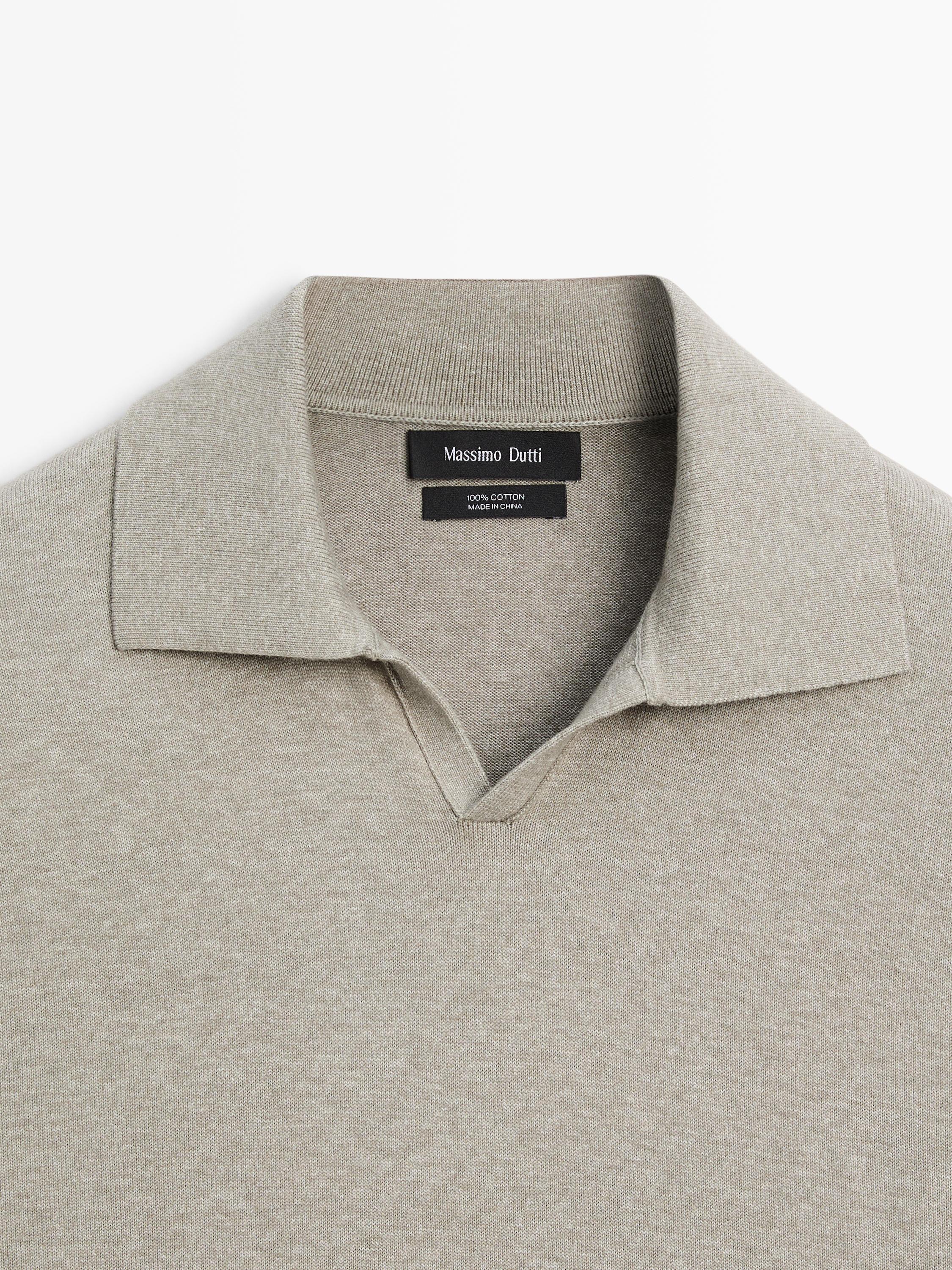 Cotton knit polo sweater