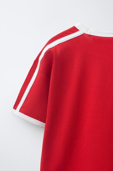 T-SHIRT JOGGING À INSCRIPTION - Rouge de Zara - Image 3