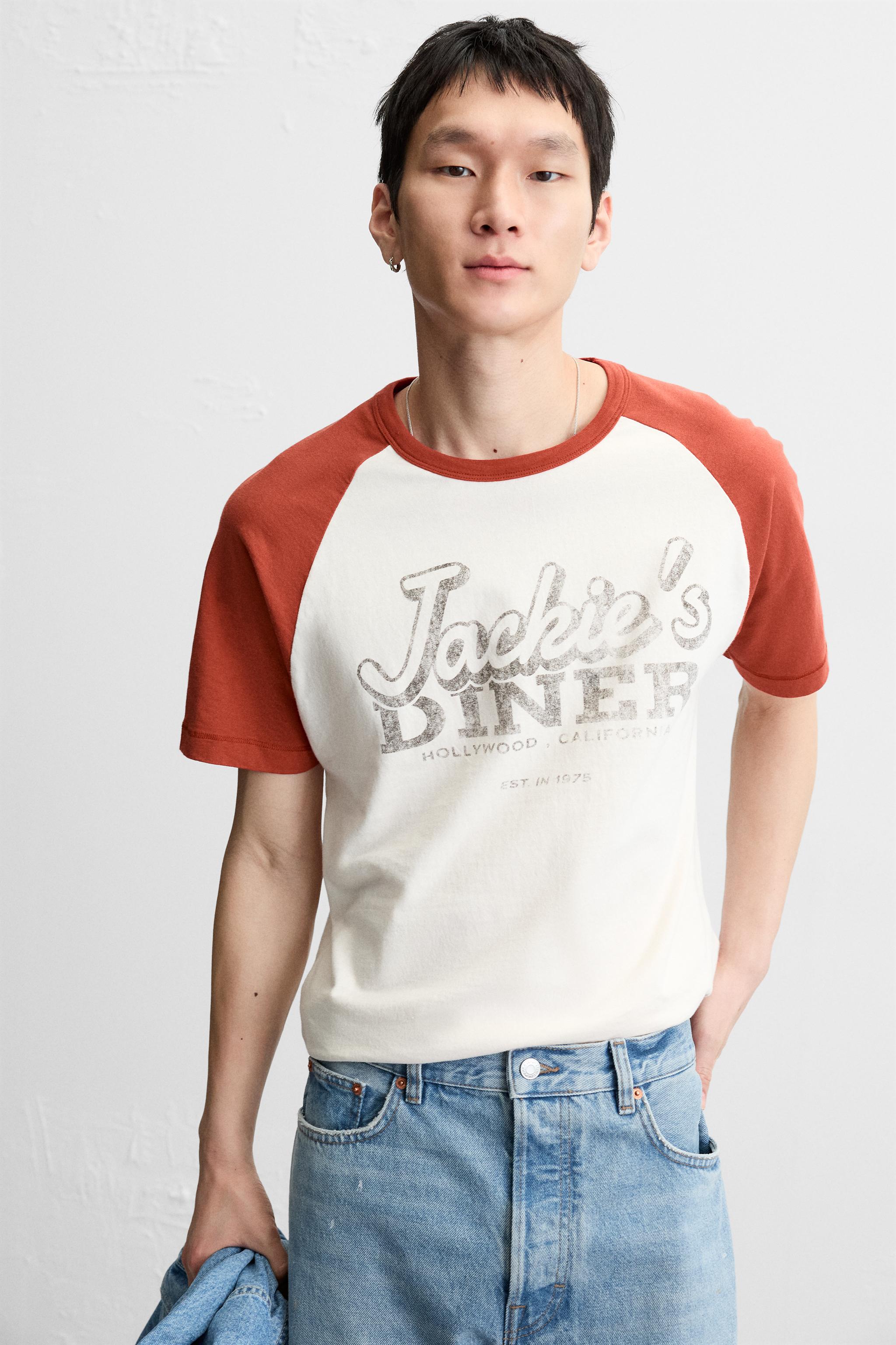 ZARA グラデーションプリント Ｔシャツ 6224/449 グラデーションプリント Tシャツ - ホワイト/エンジ | ZARA