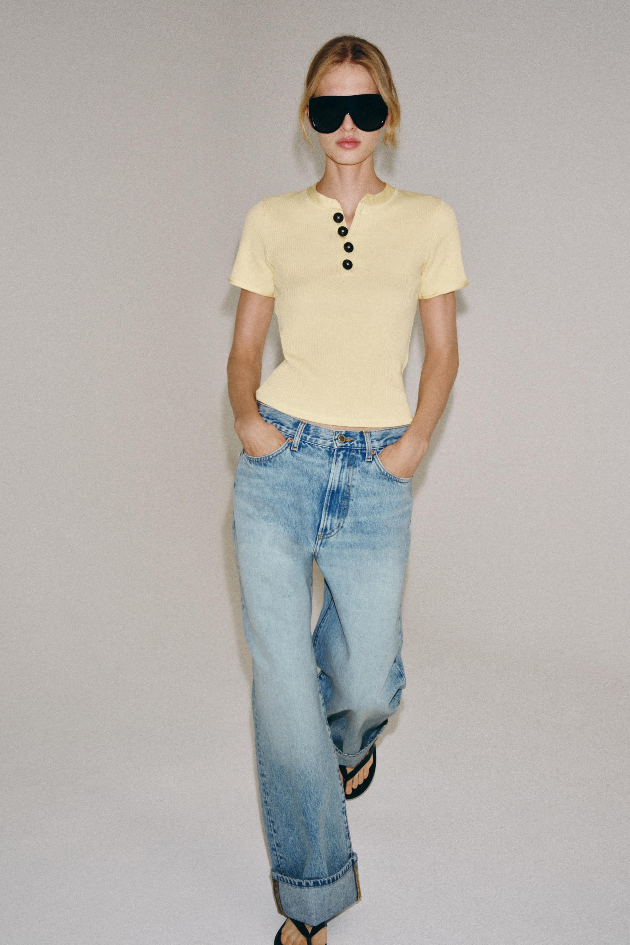 COTTON BUTTON T-SHIRT — Lemon