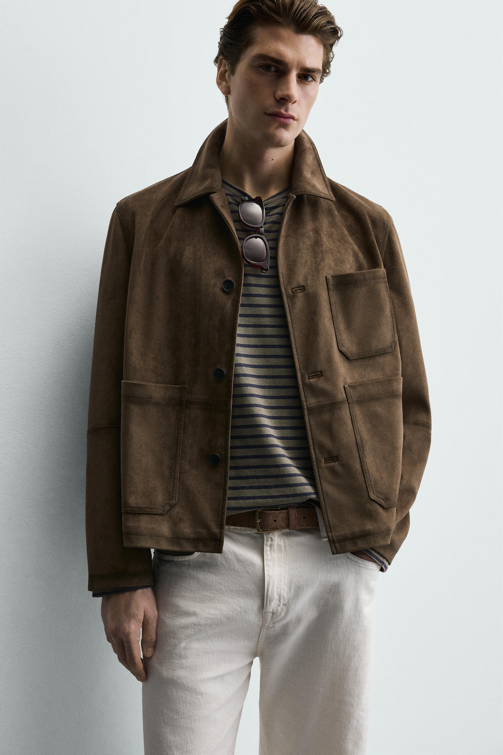 REGULAR FIT FAUX SUEDE OVERSHIRT