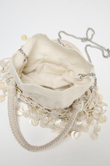 PEARLESCENT APPLIQUÉ HANDBAG - Light beige by Zara - Image 4
