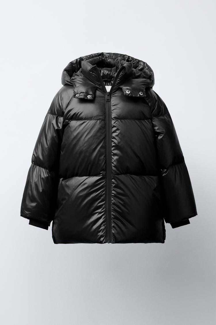 Water Repellent Zara Plumifero Efecto Piel Chaqueta Acolchada