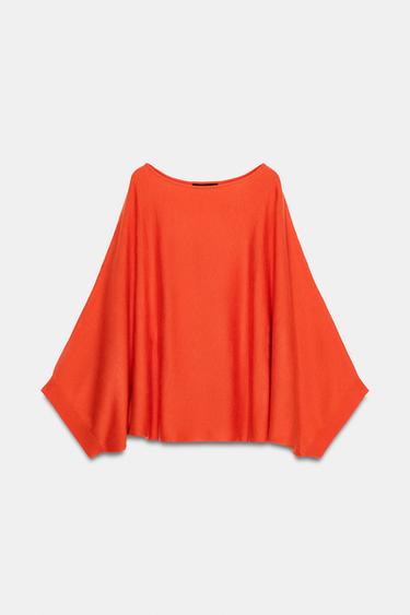 PULL EN MAILLE MANCHES CHAUVE-SOURIS - Orange de Zara - Image 8