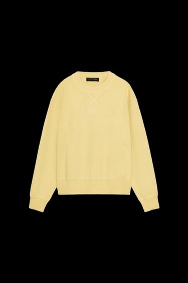 Zara BASIC KNIT SWEATER - Mid-yellow