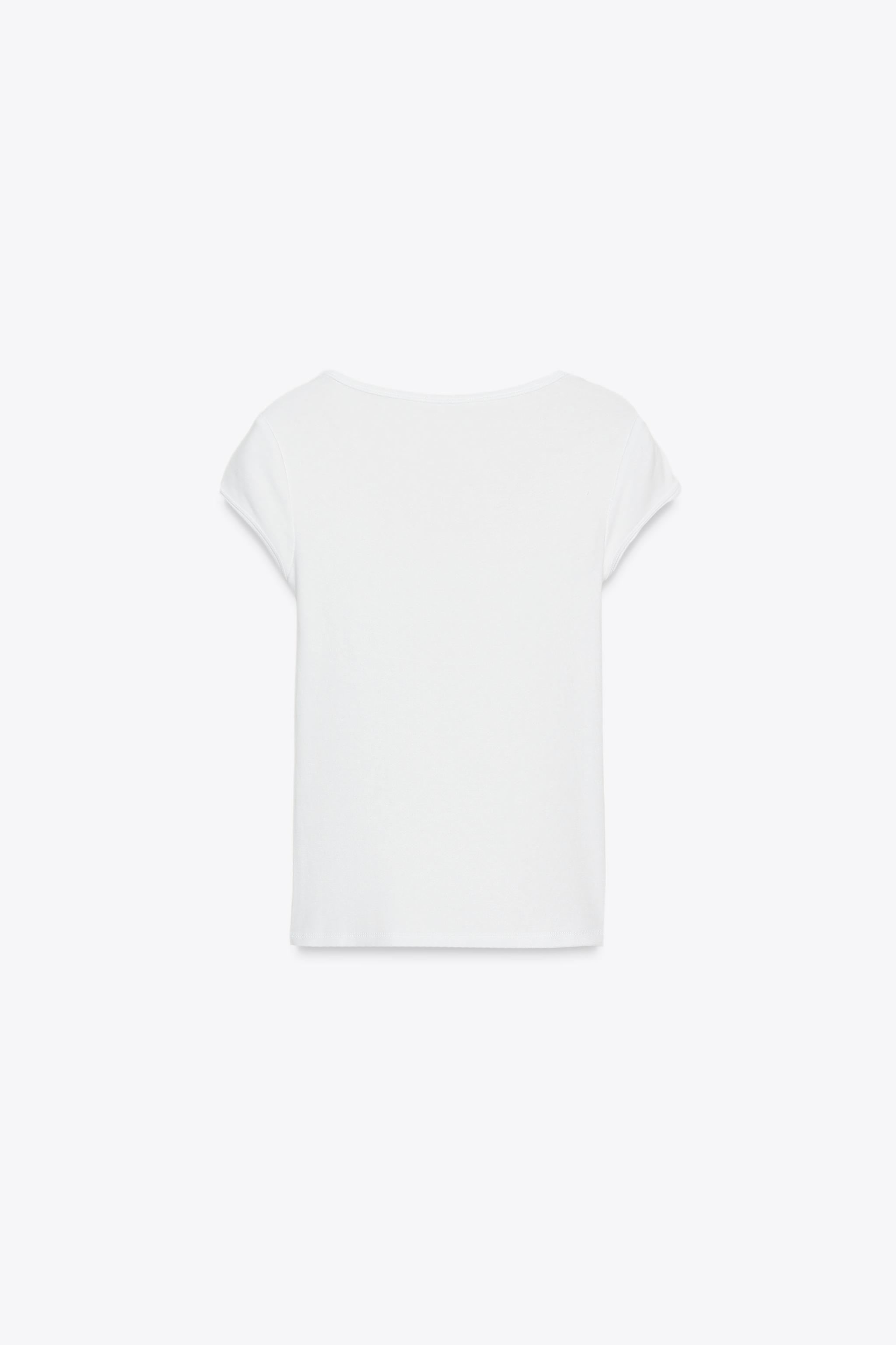 スクエアネックTシャツ ホワイト スクエアネックTシャツ - ホワイト | ZARA Japan / 日本