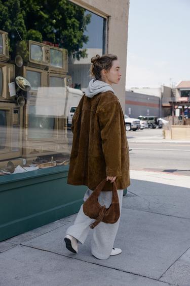 100% LEATHER LONG JACKET - whisky by Zara - Image 2