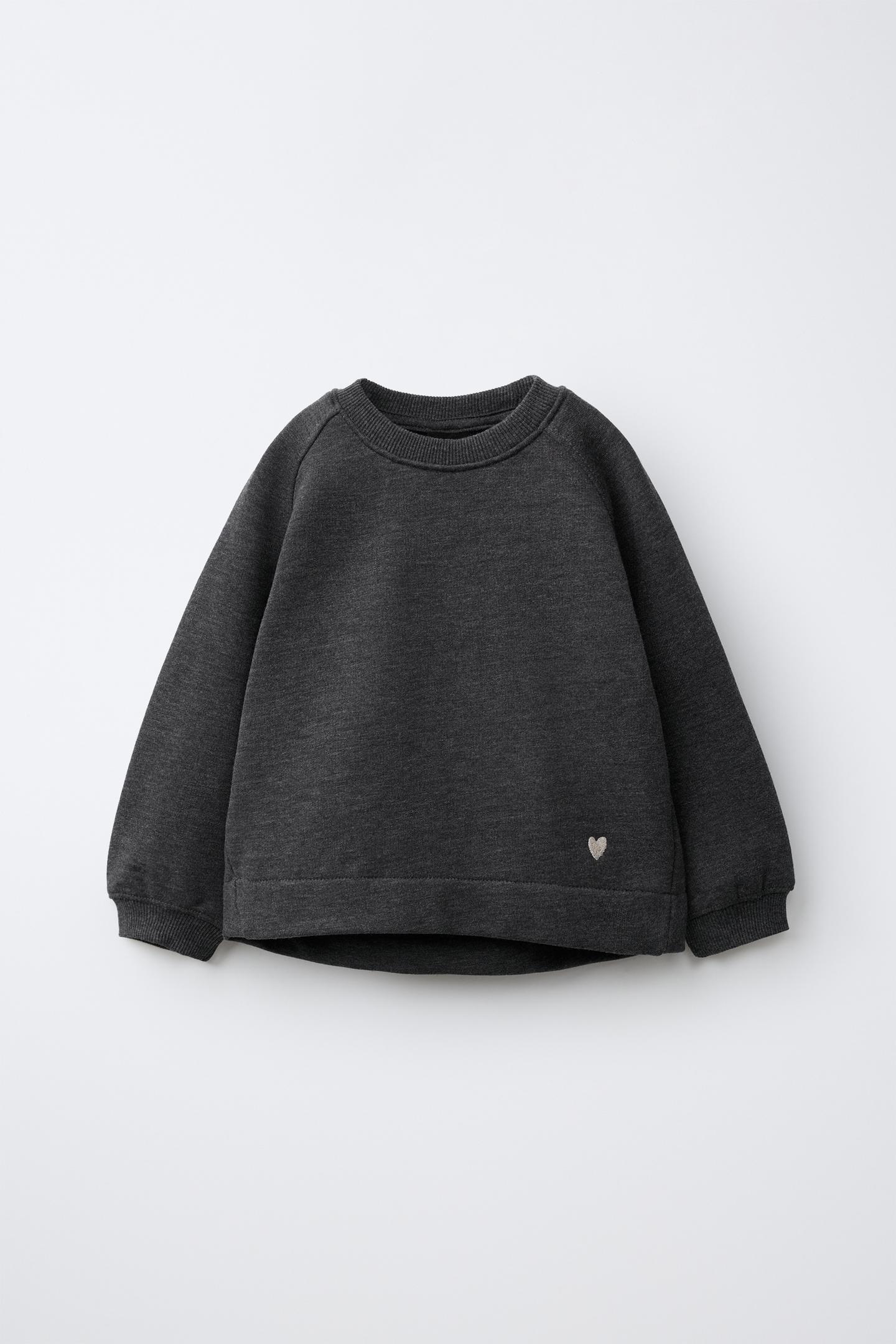 Детский свитшот Zara Sporty Embroidered, цвет: Тёмный серый — фото 2