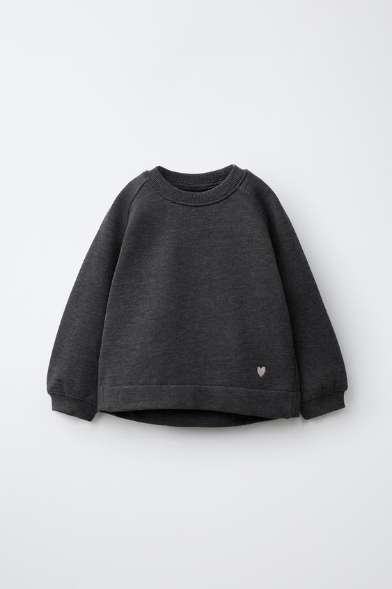 SPORTY EMBROIDERED SWEATSHIRT - Dark grey by Zara - Image 0