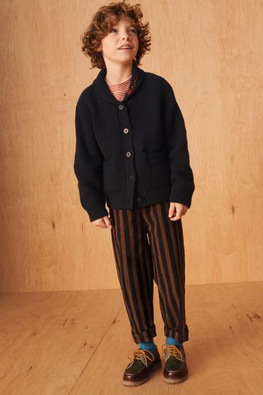 LIMITED EDITION STRIPED BAGGY TROUSERS - Brown-Blue by Zara