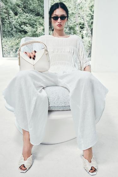 Zara 珍珠高跟涼鞋 - 白色