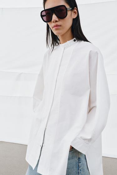 Zara ZW COLLECTION OVERSIZED POPLIN SHIRT - Oyster-white - Image 0