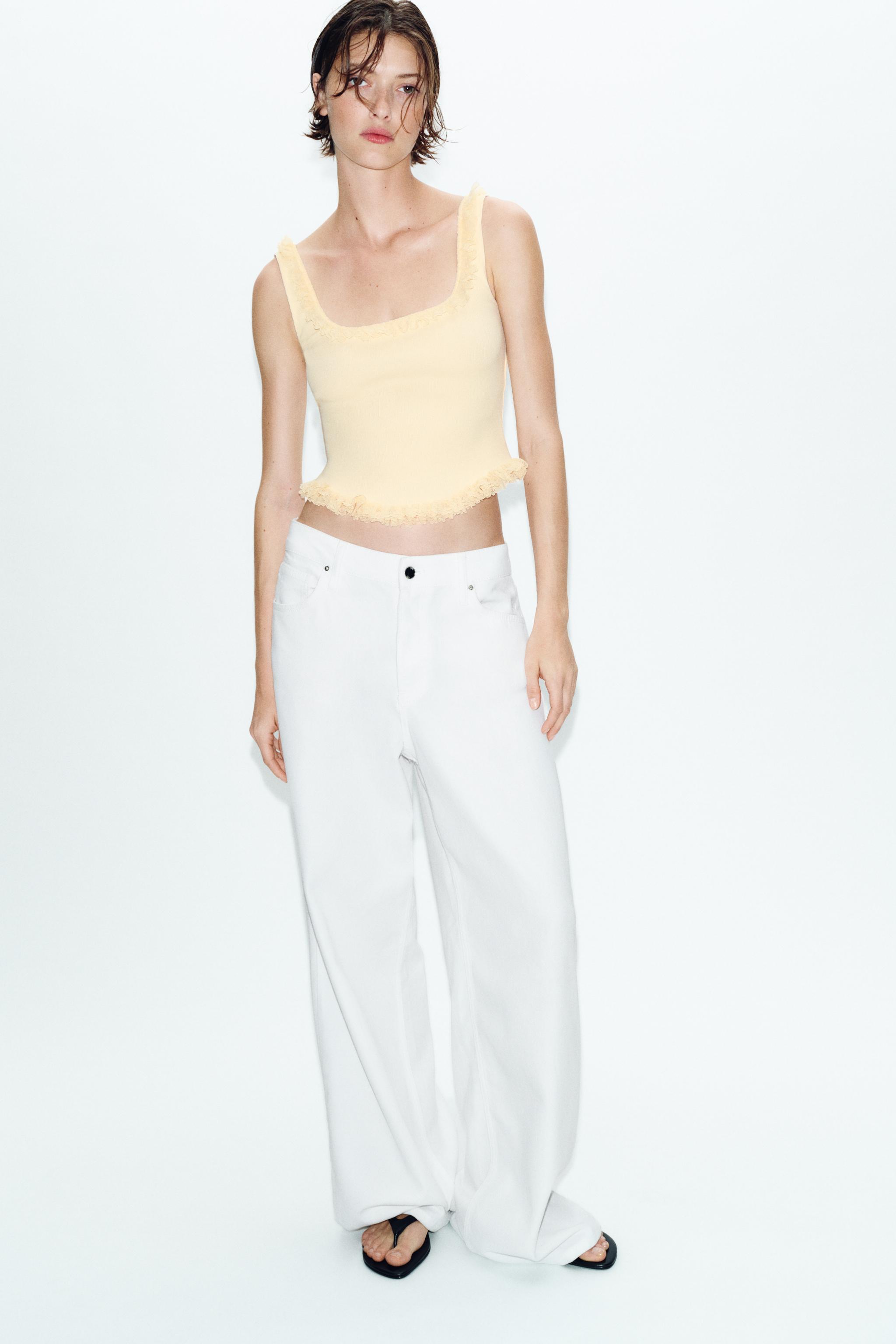 RIBBED RUFFLE TOP - Light yellow | ZARA United States