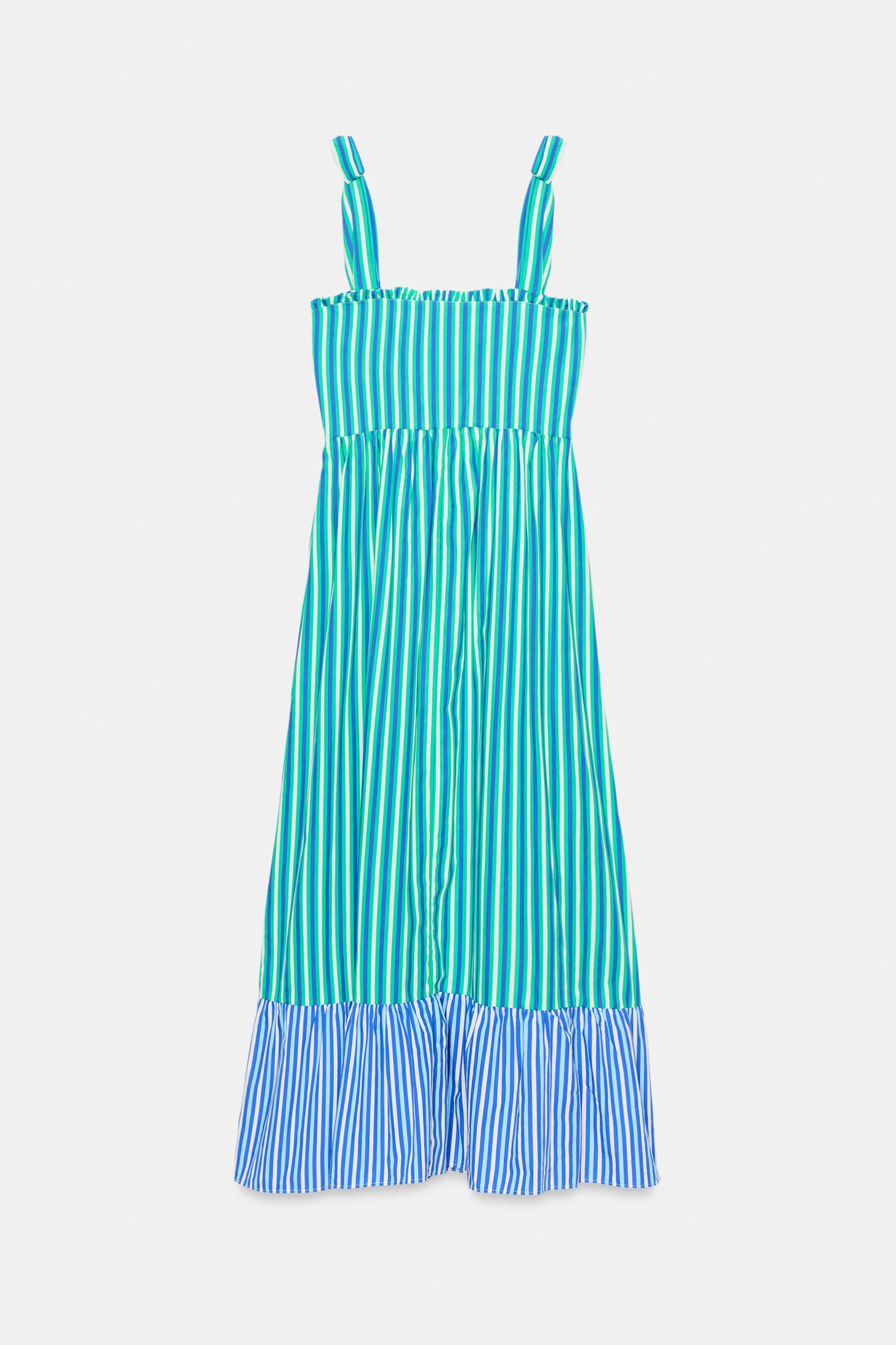 STRIPED MIDI DRESS