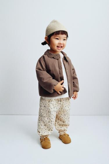 Zara FLORAL TEXTURED PANTS - Ecru - Image 0