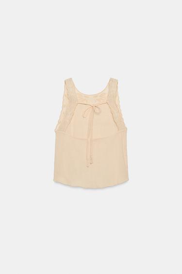 RUSTIC TOP WITH EMBROIDERY AND OPEN BACK - Ecru by Zara - Image 5