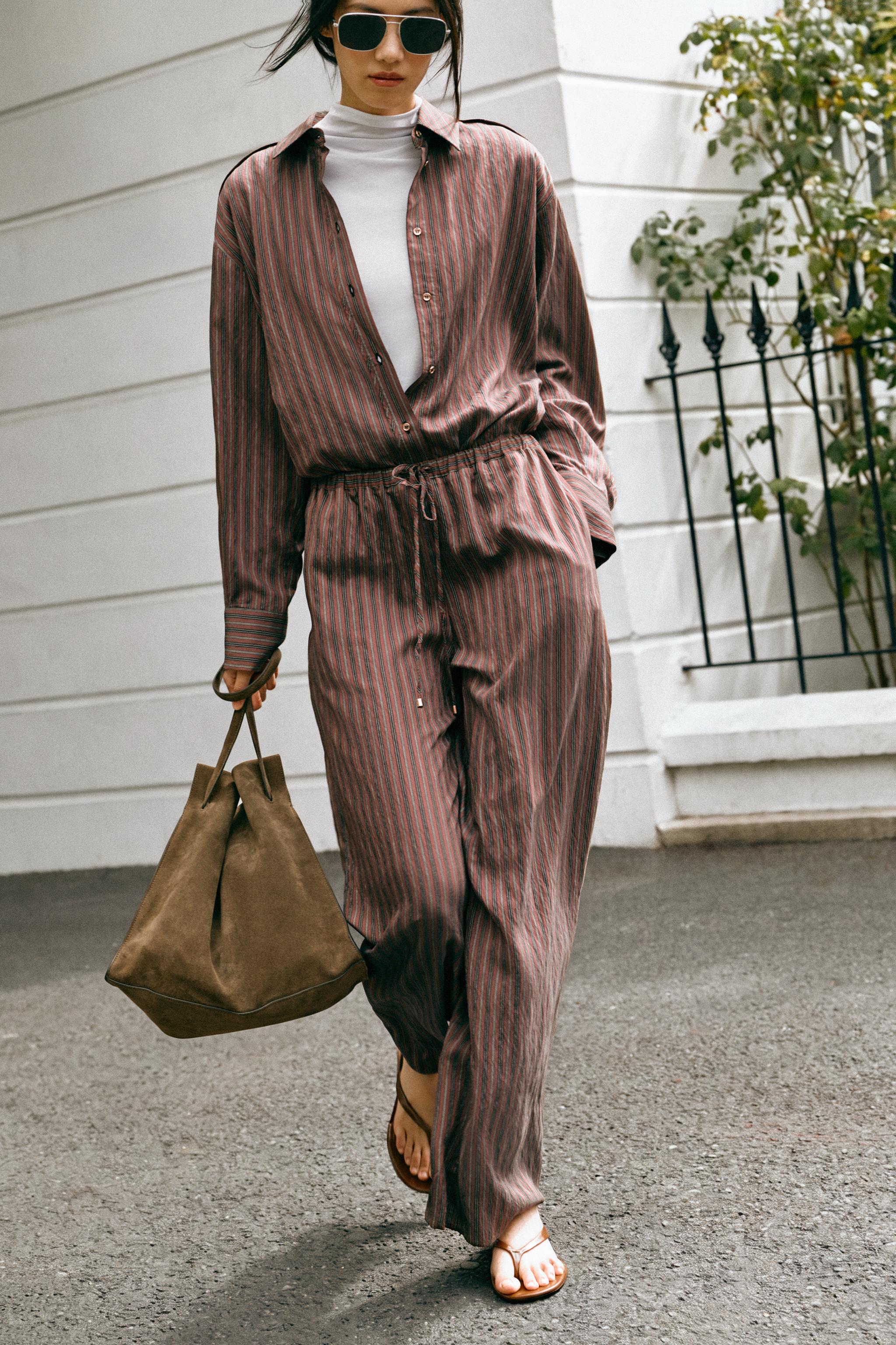 STRIPED WIDE-LEG PANTS