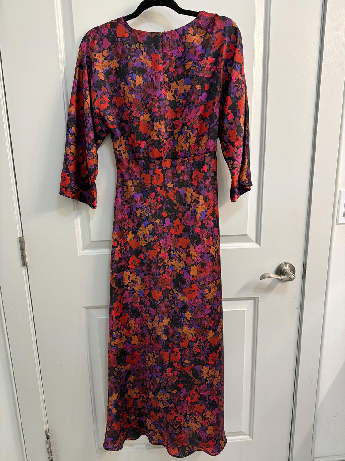PRINTED SATIN EFFECT MIDI DRESS - Image 2