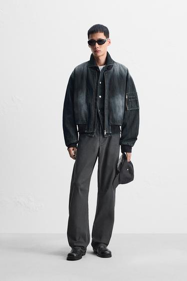 WASHED BARREL FIT TROUSERS - Grey by Zara