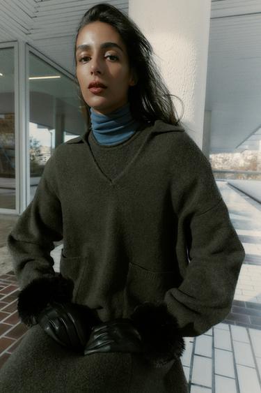 SOFT-TOUCH PLAIN KNIT JUMPER - Green marl by Zara