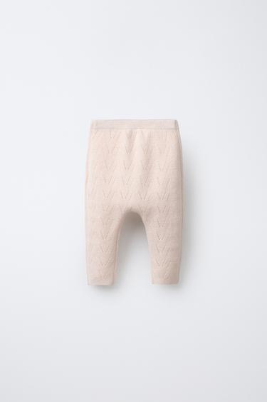 COTTON-WOOL KNIT TROUSERS - Light beige by Zara - Image 1