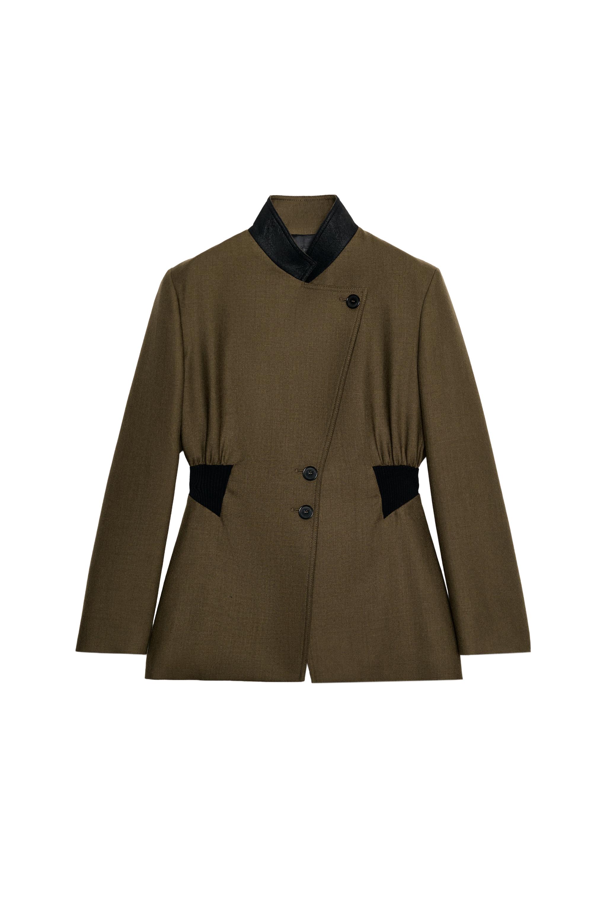 CHAQUETA ENTALLADA LANA 100% ELÁSTICO CINTURA ZW COLLECTION