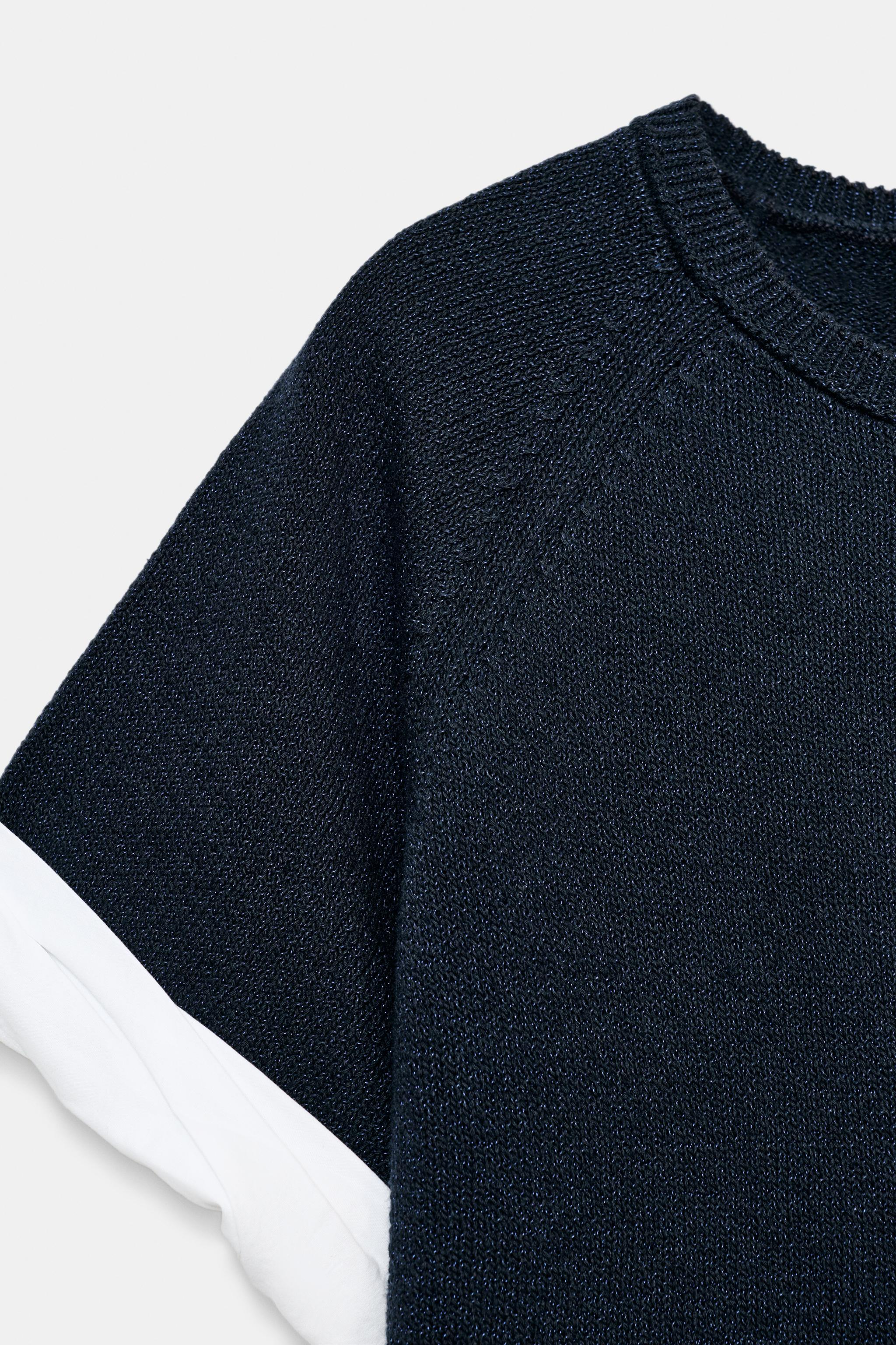 PULL EN MAILLE À MANCHES REVERS COMBINÉES