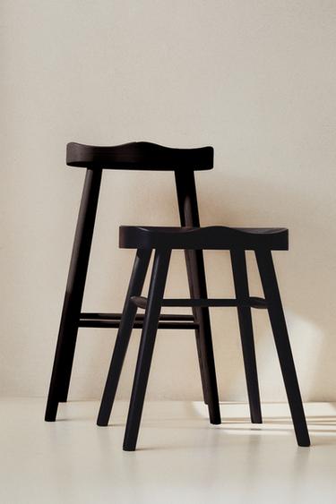 PINE WOOD STOOL - Black by Zara